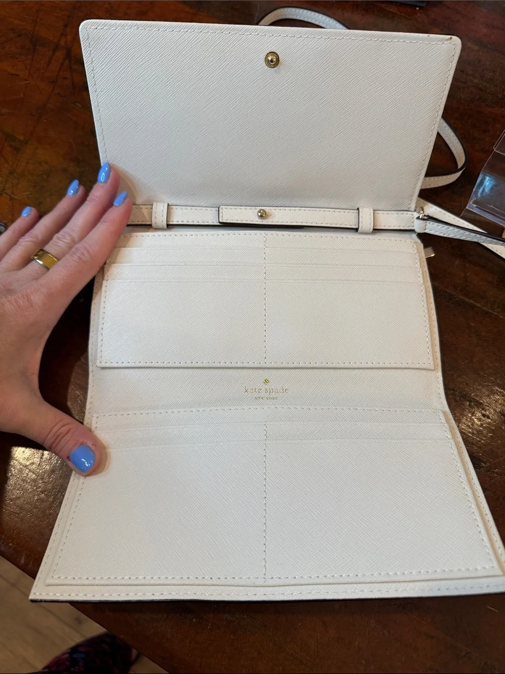 kate spade White Crossbody Wallet with Gelato & Gelateria Patches
